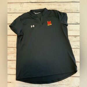 Maryland Terrapins Shirt Black NCAA Football Under Armour Loose Large
